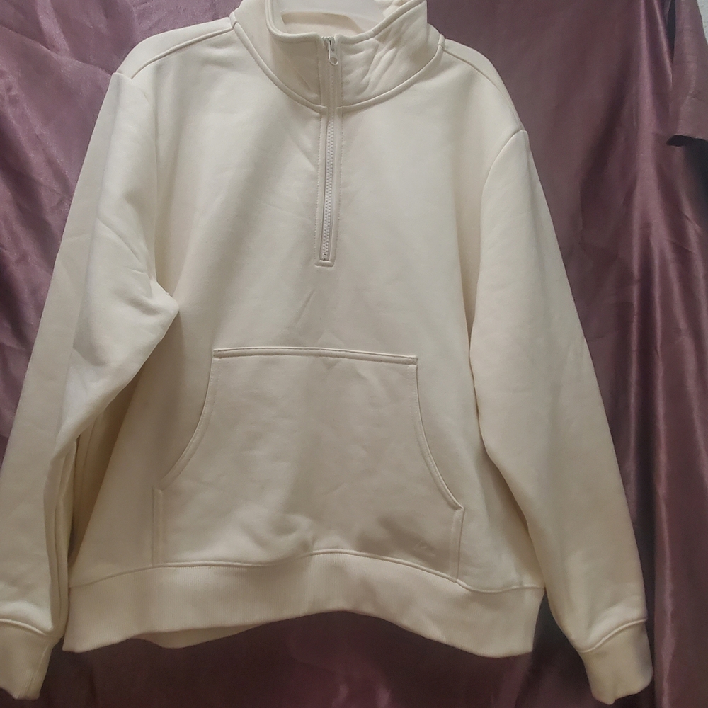 Ridgecut Toughwear Women's 1/4 Zip Heavyweight Sweatshirt in a cream or natural